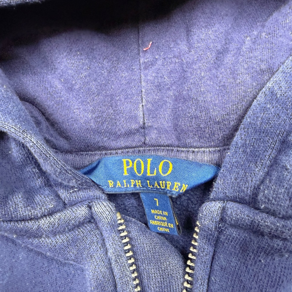 Polo Bear Ralph Lauren Hoodie YOUTH Size 7T Blue Full Zip Embroidered Logo - Picture 4 of 6